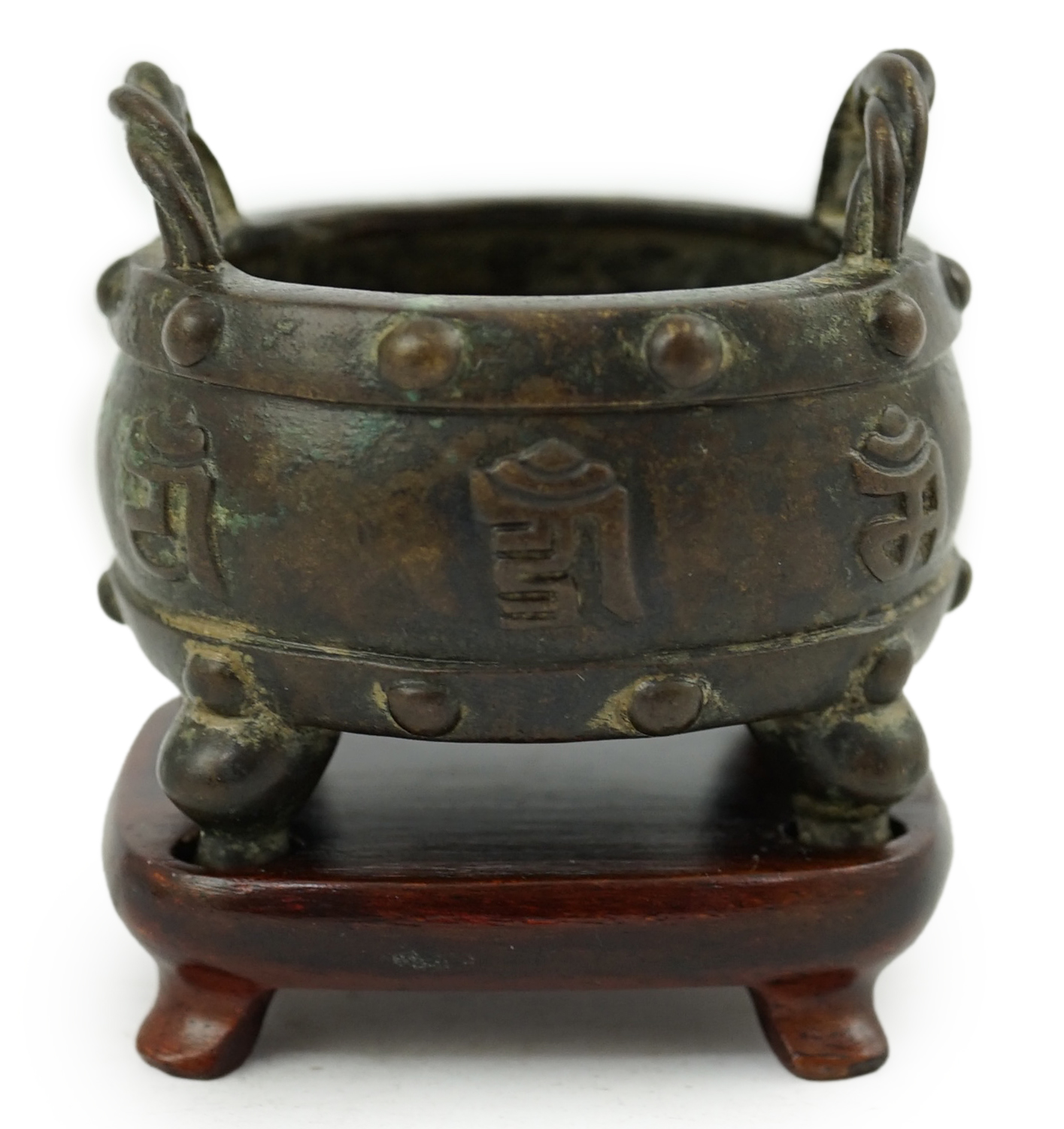 A Chinese miniature bronze censer, Xuande mark, probably 17th/18th century